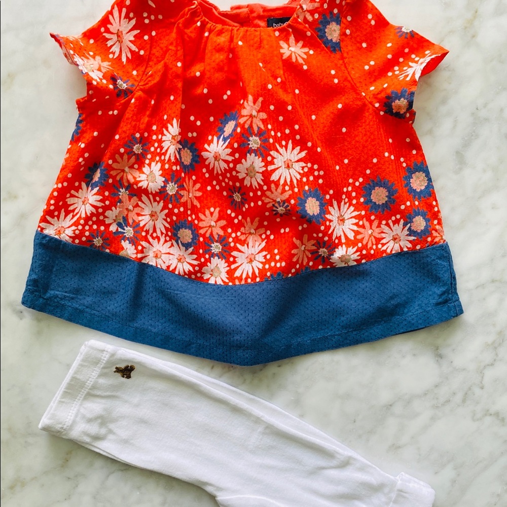 3-6M Gap Floral Dress Tunic with White Pants